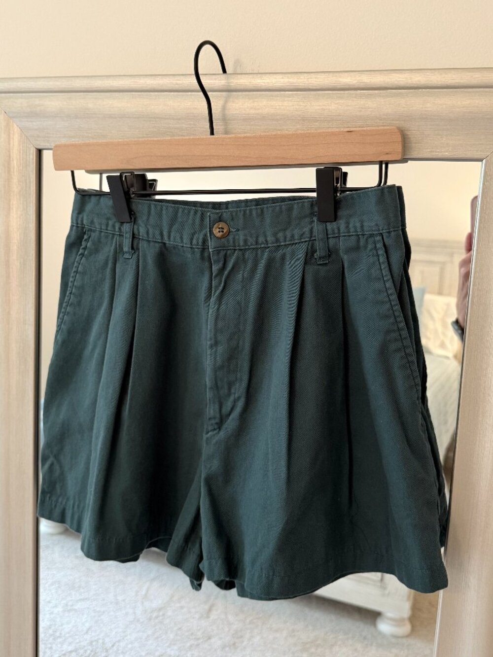 VTG 90's Essentials Sport Women's Green Denim High Waist Shorts Size 10
